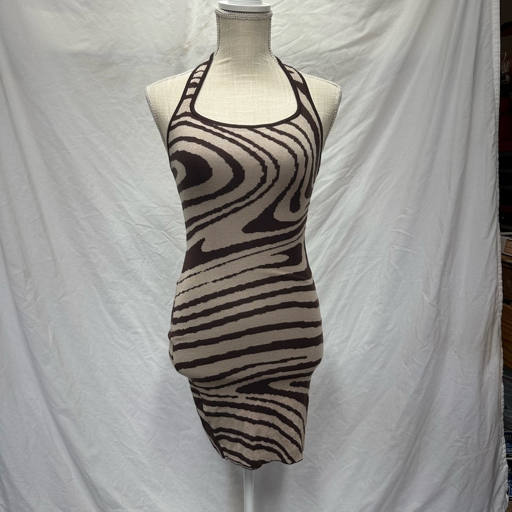 NWT Princess Polly Meagan Brown Striped Mini Dress Size XS/S - Picture 3 of 10